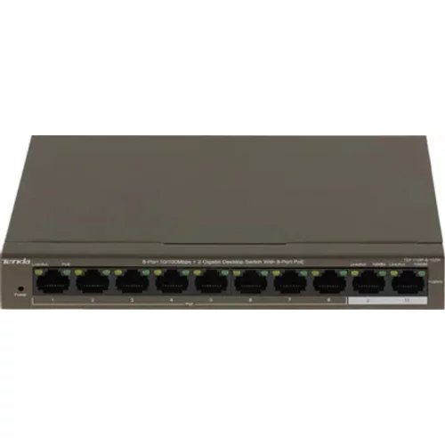IP-COM F1110P-8-102W Коммутатор неуправляемый PoE, 10 портов, 10x100 Мбит/ с, 2x1 Гбит/ с, PoE 8х99 Вт, настольный фото 2