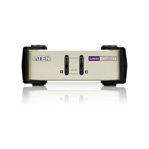 2-x порт. переключатель, электрон., KVM, 1 user PS2/USB+VGA => 2 cpu PS2/USB+VGA, со шнурами PS2/USB 2х1.2м., 2048x1536, настол., без OSD, некаскад./ CUBIQ 2 PORT USB & PS/2 KVM SWITCH (CS82U)
