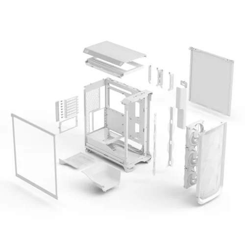 Корпус ПК без блока питания/ Case Fractal Design Meshify 3 TG Clear Tint, Midi-Tower, 3x140mm, 2xUSB-A 3.2 + 1xUSB 3.2 Type-C E-ATX, ATX, mATX, mITX, White (FD-C-MES3A-04) фото 14