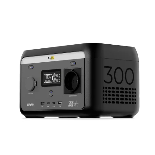 Портативная электростанция TopON TOP-H300 204.8Wh LFP 300 Вт, розетка 220 В, авторозетка 12.6 В, 2 Type-C, 2 USB, фонарь, EPS, Wi-Fi Bluetooth