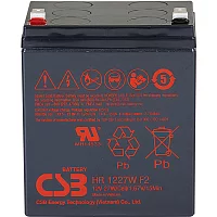 Батарея CSB серия HR, HR1227W F2, напряжение 12В, емкость 7.5Ач (разряд 20 часов), 27 Вт/ Эл при 15-мин. разряде до U кон. - 1.67 В/ Эл при 25 °С, макс. ток разряда (5 сек.) 130А, ток короткого замыкан