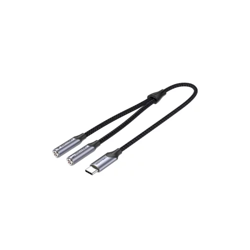 Переходник-разветвитель Vention гибкий USB-C M/Jack 3.5 mm F x 2 (Аудио+Микрофон) - 0.3м (BGPHY)