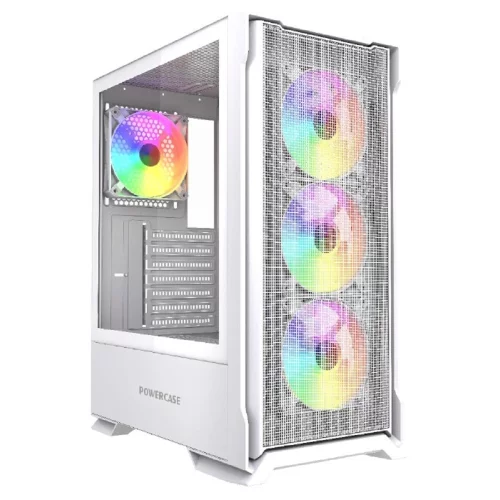 Powercase Mistral AZ4W ARGB, Tempered Glass, 4x 120mm ARGB Fans, белый, ATX (CMAZW-A4)