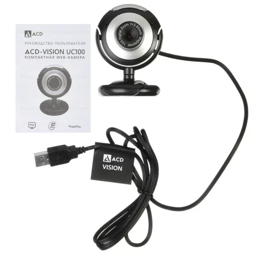 Веб-камера ACD-Vision UC100 CMOS 0.3МПикс, 640x480p, 30к/ с, микрофон встр., кабель USB 2.0 1.5м, универс. крепление, черный корп. RTL {60} (551745) (ACD-DS-UC100) фото 8