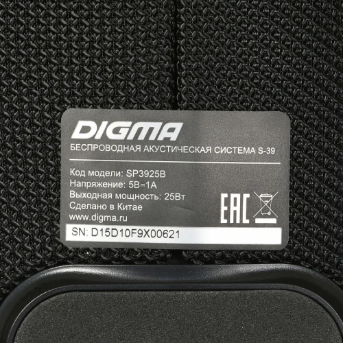 Колонка порт. Digma S-39 черный 25W 1.0 BT/USB 3000mAh (SP3925B) фото 3