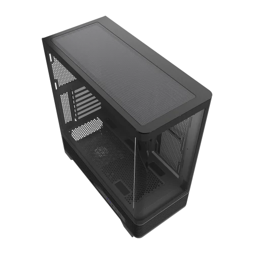 Корпус без блока питания/ Case HSPD F560, Mid Tower, Black, TG, 0.6 SPCC, no fans ATX, mATX, mITX 165/ 410/ 180mm 2x2.5, 7xPCI 2xUSB-A 3.0, 1xUSB-C 445x210x475mm (F560-TGBK)