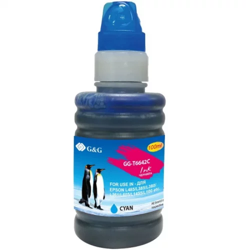 Чернила G&G GG-T6642C голубой 100мл для Epson L100, L110, L120, L130, L132, L210, L222 фото 2