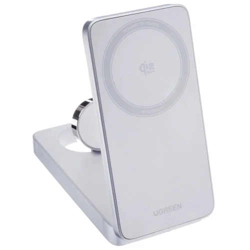 Беспроводное зарядное устройство UGREEN W757 (55901) MagFlow 25W Magnetic Qi2.2 Wireless 3-in-1 Charger. Цвет: серебристо-голубой (65901_)