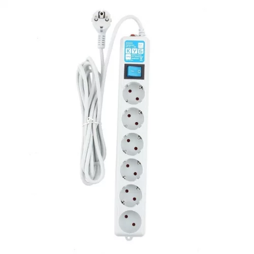 Фильтр-удлинитель Power Cube PRO, 5,0 м, LC контур, 16А/3,5кВт/ Surge protector Power Cube Pro 5,0 m, LC circuit, 6 outlets (white) 16A / 3,5kVt (SPL(5+1)-16B-P-5M) фото 2