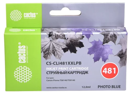 Картридж струйный Cactus CS-CLI481XXLPB CLI-481XLPB фото голубой (12.2мл) для Canon Pixma TS8140/TS9140 с чипом