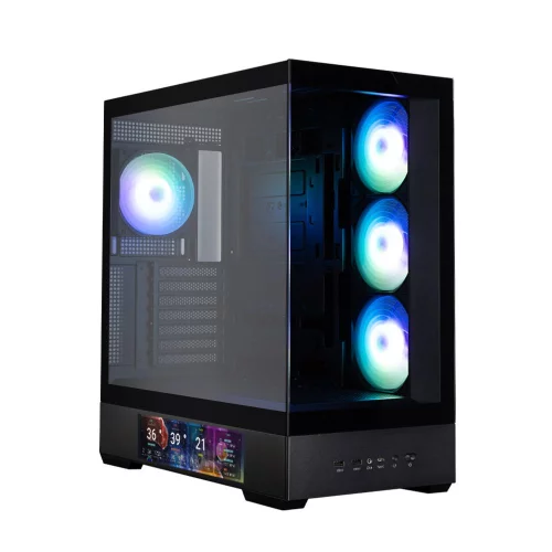Корпус ZALMAN P40 DS, ATX, BLACK, WINDOW, 9.1-inch LCD screen, 2xCombo(2.5” or 3.5”), 1x2.5”, 1xUSB TYPE-C, 2xUSB3.0, SIDE 3x120mm ARGB, REAR 1x120mm ARGB (P40 DS BLACK)