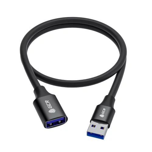 GCR Удлинитель 1.0m USB 3.0 (USB 3.2 Gen 1), AM/AF, 5 Гбит/с, черный, AL корпус, экранирование, армирование, GCR-55279