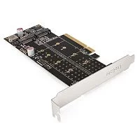 Exegate EX298298RUS Переходник ExeGate EXE-597E2 (2 x M.2 M key -] PCI-E x8 v3.0, для установки двух SSD M.2 2230/2242/2260/2280/22110 M key NGFF в слот PCI-E, материнская плата должна быть c функцией