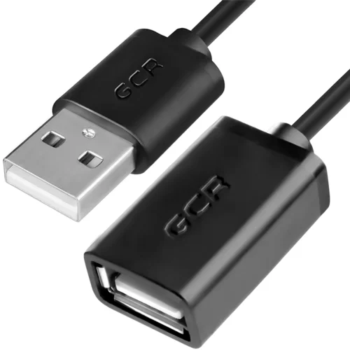 Greenconnect Удлинитель 0.3m USB 2.0, AM/AF, черный, 28/28 AWG, GCR-UEC6M-BB2S-0.3m, экран, армированный, морозостойкий