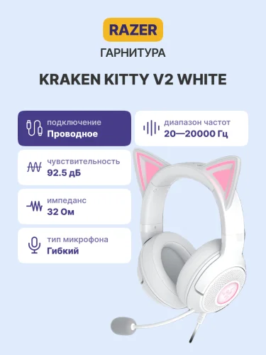 Гарнитура Razer Kraken Kitty V2 - White Headset/ Razer Kraken Kitty V2 White Headset (RZ04-04730600-R3M1) фото 2