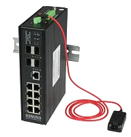 Промышленный PoE коммутатор Gigabit Ethernet OSNOVO SW-80804/ILS(port 90W,300W) Промышленный управляемый (L2+) HiPoE коммутатор Gigabit Ethernet на 8GE PoE + 4GE SFP порта. С функцией мониторинга температуры/влажности/напряжения. Порты: 1 x GE (