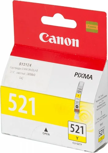 Картридж струйный Canon CLI-521Y 2936B004/ 001 желтый для Canon PIXMA iP3600, iP4600, iP4700, MP540, MP550, MP560, MP620, MP630, MP640, MP980, MP990, MX860, MX870 [2936B001, CLI521Y, CLI-521-Y] (2936B004/001)