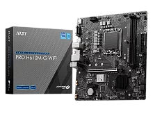 Материнская плата MSI PRO H610M-G WIFI H610, LGA1700, 2*DDR5, 1*PCIEx16, 1*PCIEx1, 1*M.2, 4*USB3.2Gen1, 6*USB2.0, 4*SATA3.0, 1G, VGA, DP, HDMI, M-ATX, RTL
