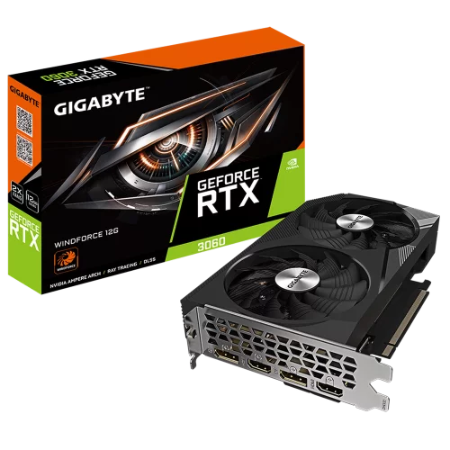 Видеокарта Gigabyte RTX3060 WINDFORCE 12GB GDDR6 192bit 2xDP 2xHDMI 2FAN RTL (GV-N3060WF2-12GD 2.0)