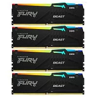 Память оперативная/ Kingston 128GB 5200MT/s DDR5 CL40 DIMM (Kit of 4) FURY Beast RGB XMP (KF552C40BBAK4-128)