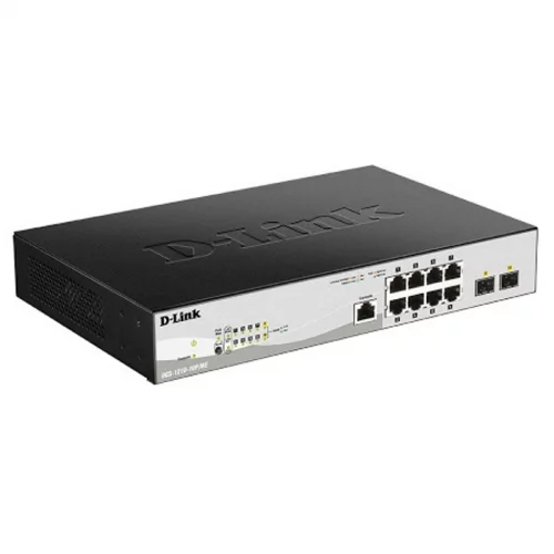 Коммутатор/ DGS-1210-10P/ME/B Managed L2 Metro Ethernet Switch 8x1000Base-T PoE, 2x1000Base-X SFP, PoE Budget 78W, Surge 6KV, CLI, RJ45 Console, Dying Gasp (DGS-1210-10P/ME/B1A)