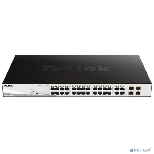 Коммутатор/ DGS-1210-28MP/F Smart L2 Switch 24х1000Base-T PoE, 4хCombo 1000Base-T/SFP, PoE Budget 370W, Compact CLI (DGS-1210-28MP/F3A)
