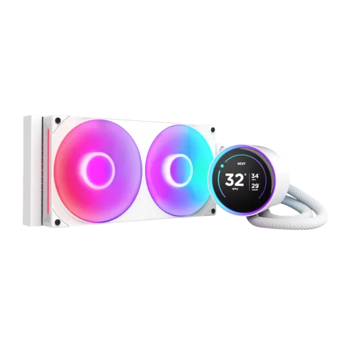 Система жидкостного охлаждения для ПК/ Water Cooling System NZXT Kraken Elite 280 RGB (250W, 280mm, LED temp., White/ Fans: 2x140mm, 98.61CFM, 34.5dBA, 2000RPM/ Pump height 65mm, 2800RPM, Rad thicknes (RL-KR28E-W2)