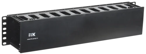 19 пластиковый кабельный органайзер с крышкой, глубина 60мм, 2U, черный (CO05-2PC)