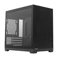 Корпус без блока питания/ Case HSPD M211, Mesh Mini-tower, Black, TG, 0.7 SPCC, no fans,mATX, mITX, 175/ 330/ 150mm, 2x2.5", 1x3.5", 4xPCI, 2xUSB-A 3.0, ARGB strip, 336x211x350mm (M211-TGBK)