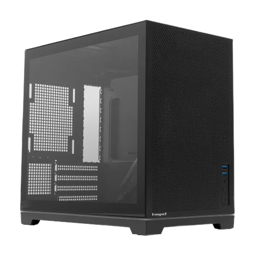 Корпус без блока питания/ Case HSPD M211, Mesh Mini-tower, Black, TG, 0.7 SPCC, no fans,mATX, mITX, 175/ 330/ 150mm, 2x2.5
