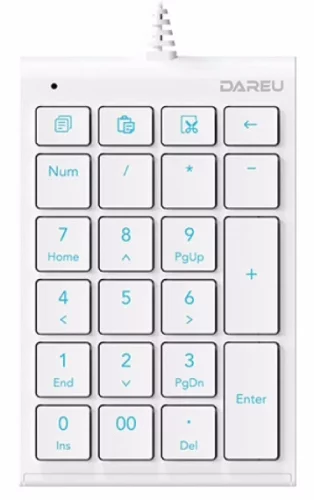Клавиатура проводная Dareu LK22 White, цифровой блок, LK22 WHITE (LK22 WHITE) Клавиатура проводная Dareu LK22 White, белый, цифровой блок, Numpad (LK22 WHITE)