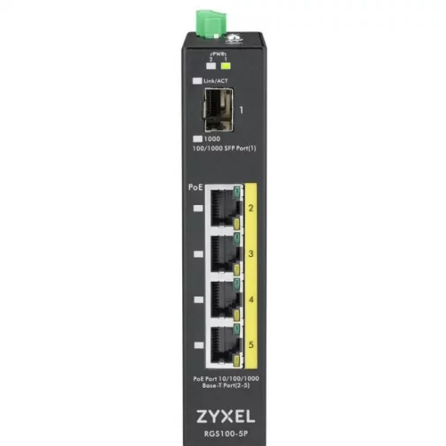 Коммутатор ZYXEL RGS100-5P (RGS100-5P-ZZ0101F) (RGS100-5P-ZZ0101F) Коммутатор/ ZYXEL RGS100-5P, 5 Port unmanaged PoE Switch, 120 Watt PoE, DIN Rail, IP30, 12-58V DC (RGS100-5P-ZZ0101F) фото 2
