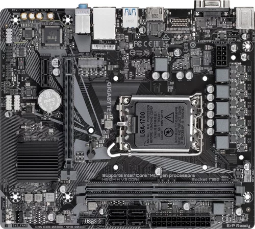 Материнская плата/ MB GIGABYTE INTEL H610 s1700, 2xDDR4(64GB), D-SUB/HDMI 2.1, 1xPCIe 4.0x16, 1xPCIe 3.0, 1xLAN, 4xSATA 6Gb/s, 1xM.2, 2xUSB 3.2, 4xUSB 2.0, 1xPS/2, mATX (H610M H V3 DDR4)