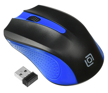 Мышь Оклик 485MW черный/синий оптическая (1000dpi) беспроводная USB для ноутбука (3but) (997826)