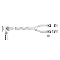 Кабель JPC P7332DN10800-1 Cable MCIO x8 74P (прямой Straight Type) -TO- 2x Slimline SAS x4 38P (SFF8654, прямой Straight Type) , 85 Ohm, L:80cm