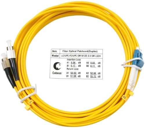 Патч-корд Cabeus FOP(D)-9-LC-FC-5M 2x9/125 OS2 LC дуплекс-FC дуплекс 5м LSZH желтый