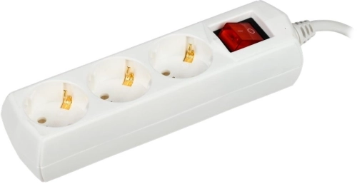 Сетевой удлинитель IEK У03В 1.5м (3 розетки) белый (пакет ПЭ) (WYP10-10-03-D15-ZK-G)