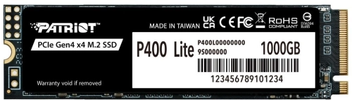 Твердотелльный накопитель Patriot SSD P400 Lite 1TB M.2 2280 NVMe PCle 4.0 x4 R3500/ W2700 TBW 560TB 3D NAND with HS (P400LP1KGM28H)