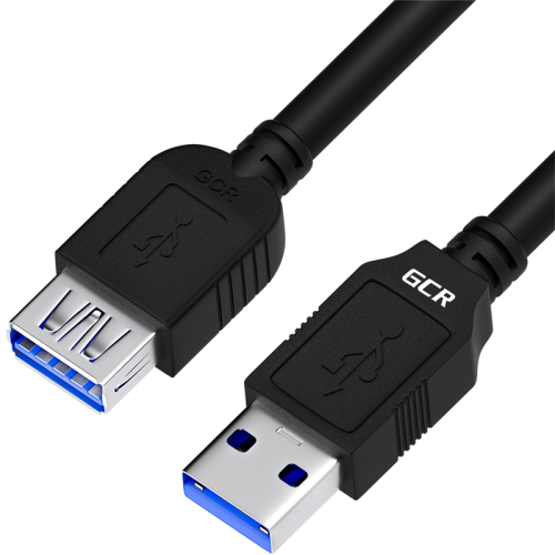 GCR Удлинитель 1.8m USB 3.0, AM/ AF, черный (GCR-52601)