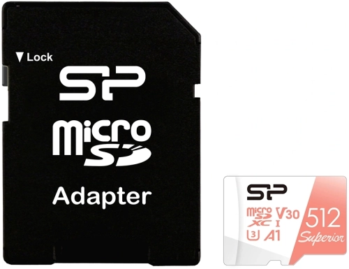 Флеш карта microSDHC Silicon Power Superior microSDXC 512GB A1, Class 10, UHS Class 1, Video Class 30, R/ W 80/ 100, адаптер SP512GBSTXDV3V20SP фото 2