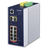 коммутатор/ PLANET IP30 L2+ SNMP Manageable 8-Port Gigabit POE+(AT) Switch + 2-Port Gigabit SFP Industrial Switch (-40 to 75 C), ERPS Ring Supported, 1588 (IGS-10020HPT)
