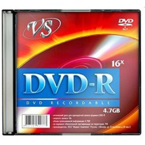 Диски VS DVD-R 4.7Gb, 16x, Slim Case 5шт. (VSDVDRSL501)