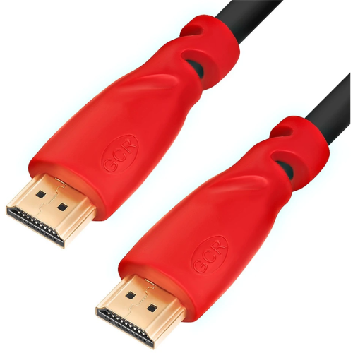 GCR Кабель HDMI 2.0, 1.0m, красные конн, HDR 4:2:2, Ultra HD, 4K 60 fps 60Hz/ 5K*30Hz, 3D, AUDIO, 18.0 Гбит/ с, 28/ 28 AWG, 3 X экран (HM301) (GCR-HM3012-1.0M)