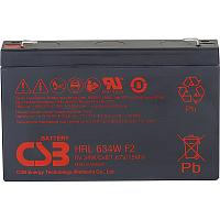 Батарея CSB серия HRL, HRL634W F2 FR, напряжение 6В, емкость 8.5Ач (разряд 20 часов), 34 Вт/Эл при 15-мин. разряде до U кон. - 1.67 В/Эл при 25 °С, макс. ток разряда (5 сек.) 130А, ток короткого замык