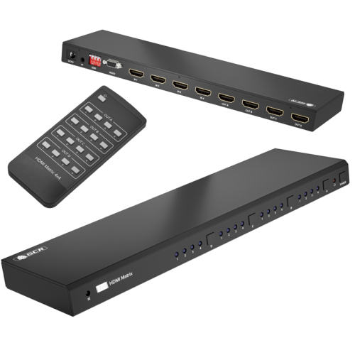 GCR Матричный переключатель HDMI, 4 устройства к 4 мониторам, 4K30Hz, HDCP 1.4, поддержка RS232, EDID (GCR-54673)