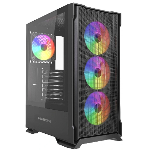 Powercase Mistral AZ4B ARGB, Tempered Glass, 4x 120mm ARGB Fans, чёрный, ATX (CMAZB-A4)