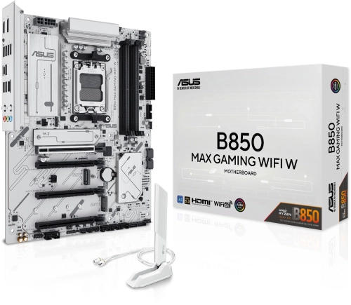Материнская плата ASUS B850 MAX GAMING WIFI W, AM5, B850, 4*DDR5, 4*SATA, 3*M.2, 5*USB 3.2, 2*USB 2.0, Type-C, 5*PCIx16, DP+HDMI, ATX; 90MB1M10-M0EAY0 фото 2
