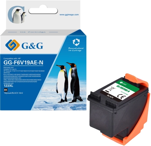 Картридж струйный G&G GG-F6V19AE-N 123XL черный (18мл) для HP DJ 1210/ 1212/ 1212/ 2130/ 2131/ 2132/ 2133/ 2134/ 2630/ 3639 AIO;Envy 4510/ 4512/ 4516/ 4517/ 4520/ 4521/ 4522/ 4523/ 4524/ 4524/ 4525/ 4526/ 4527/ 4528/ 5010/ 5012/ 5014/ 5020/ 5030/ 5032/ 50