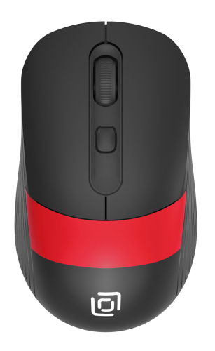 Мышь Оклик 310MW черный/ красный оптическая (3200dpi) беспроводная USB для ноутбука (3but) (1869093)