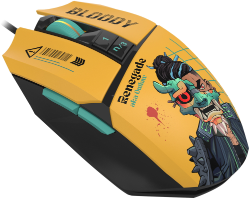 Мышь A4Tech Bloody W63 Max Renegade желтый/ рисунок оптическая (120000dpi) USB фото 7